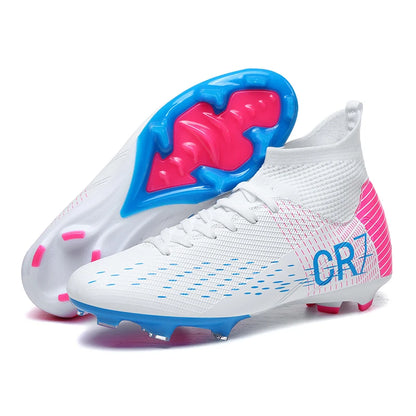 Chaussures de football professionnelles pour hommes/femmes, antidérapantes, à crampons FG, respirantes, chaussures d'entraînement à tige haute