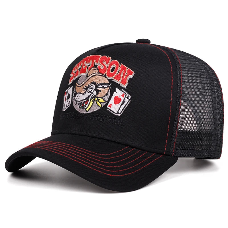 Personalizovaná nová prodyšná síťovaná čepice STETSON s motivem vlčí hlavy, pokerová čepice, outdoorová sportovní čepice s kšiltem proti slunci, streetová hiphopová čepice, unisex