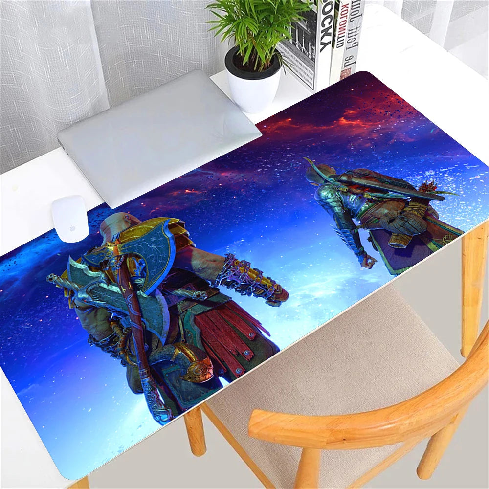 Large Game God of War Mousepad XL Desktop Natural  Rubber Desk Mat Kawaii Gaming Accessories Students Writing Pad Desk Mat 80x30