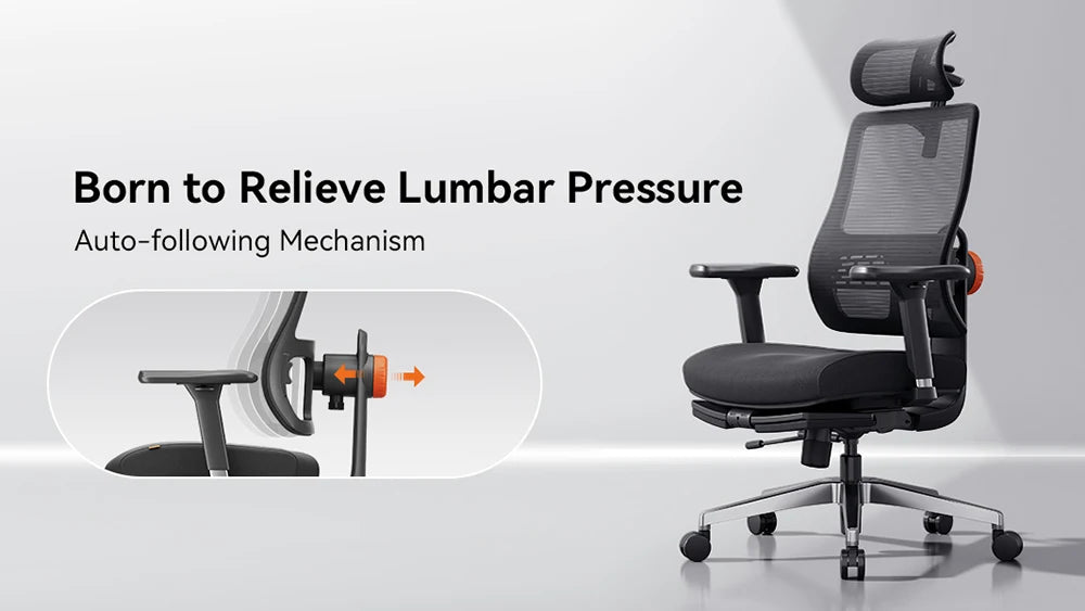NEWTRAL MAGICH-BPRO Ergonomic Chair with Footrest, Auto-Following Backrest Headrest Office Chair, Adaptive Lower Back Support