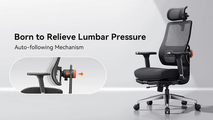 NEWTRAL MAGICH-BPRO Ergonomic Chair with Footrest, Auto-Following Backrest Headrest Office Chair, Adaptive Lower Back Support