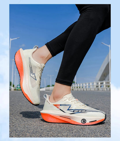 Men Running Shoes Specialty Carbon Plate Sports Marathon Breathable Lightweight Women Comfortable Nonskid Chunta Sneakers