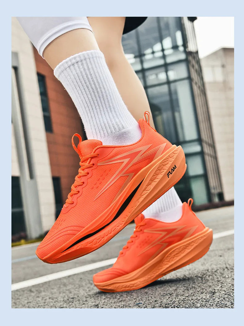 Ténis de corrida com placa de carbono para maratona, para homem e mulher, desportivos, respiráveis, leves, confortáveis e antiderrapantes