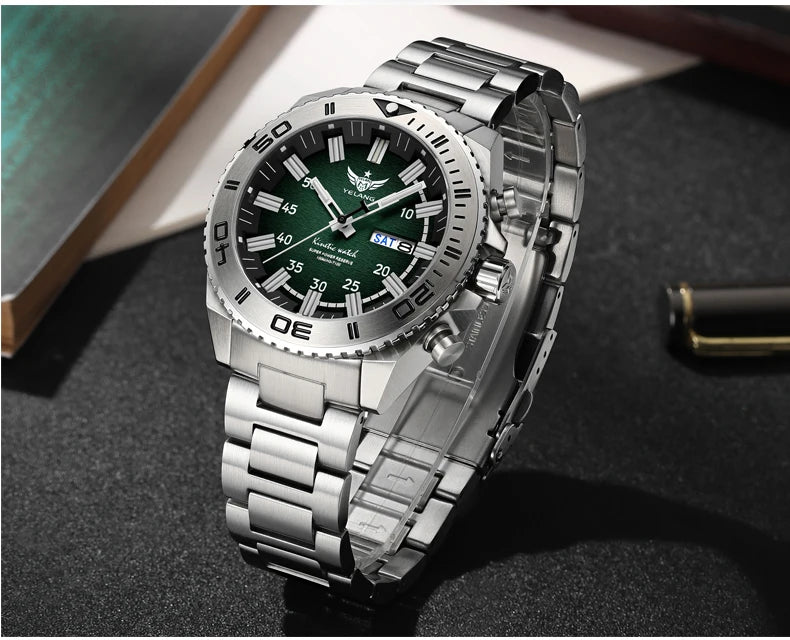 Yelang Watches V1035 44mm Men's Diving Watch Human Kinetic Energy Watch 100m Waterproof Watches Luminous Japan PX83 Sapphire