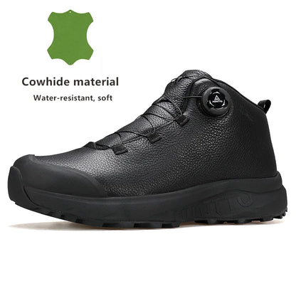 Zapatos de cuero HUMTTO para hombre, calzado deportivo de invierno para camping y actividades al aire libre, botas de trekking transpirables, zapatillas de senderismo antideslizantes para hombre
