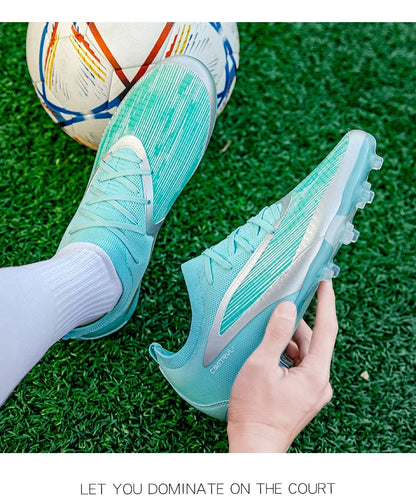 Chuteiras de futebol novas para homem, com pitons para exterior, respiráveis, adulto, antiderrapantes, calçado de futebol desportivo, pitons longos, treino, rapaz, jogo, confortáveis