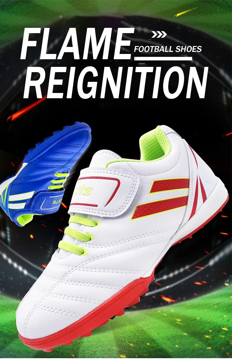 Zapatillas de fútbol infantiles para niño y niña, cierre de velcro, botas de fútbol sin tacos, calzado para principiantes de lacrosse, críquet y béisbol