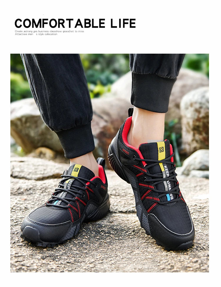 Sapatos de Caminhada para Homem Todo-o-Terreno, Calçado Desportivo Outdoor em Malha Respirável, Antiderrapante e Resistente ao Desgaste, Sapatos de Caminhada e Ciclismo Outdoor