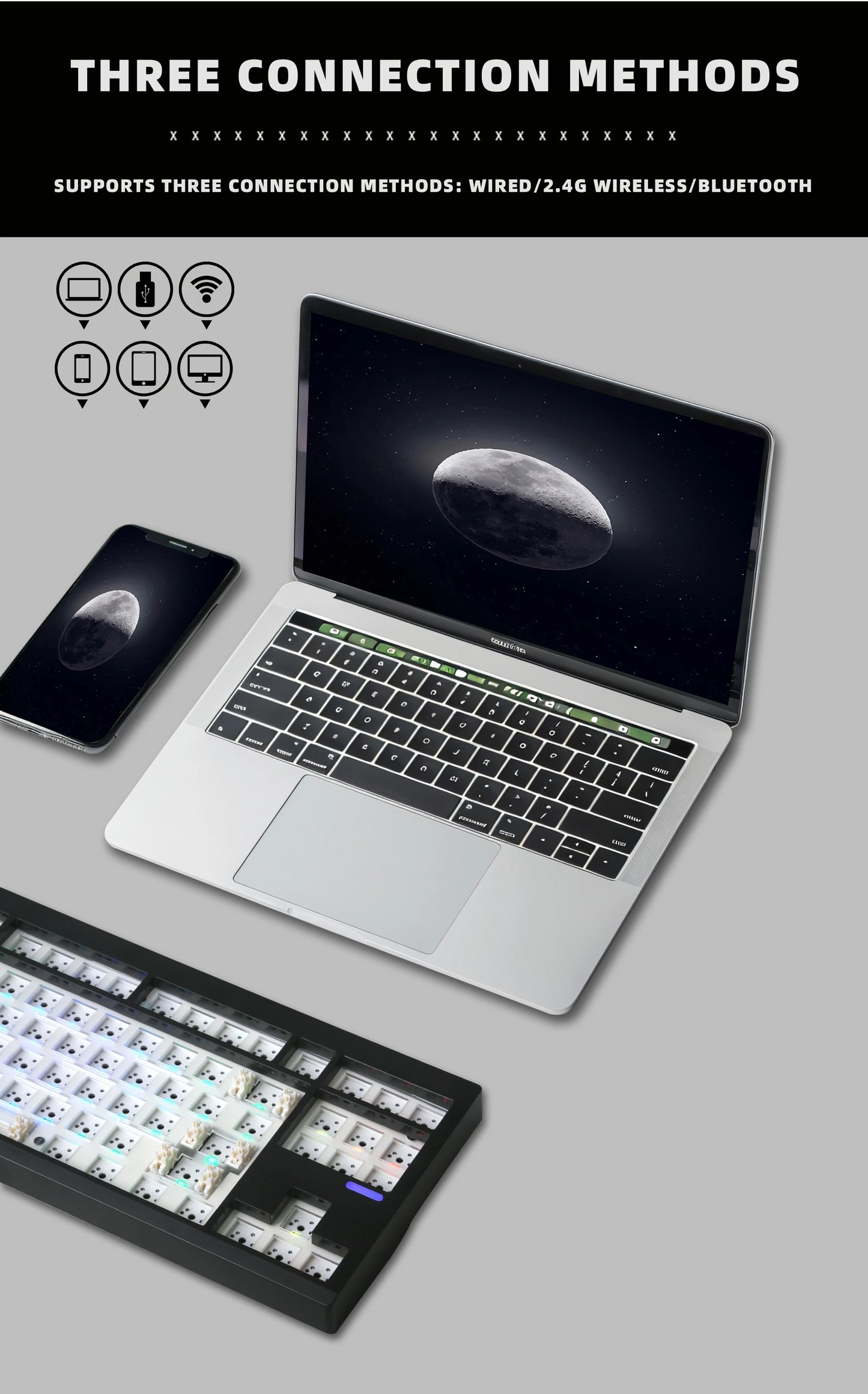 ZUOYA GMK87L KIT tastiera meccanica con struttura gasket, programmabile VIA/QMK, hot-swap, wireless trimodale, RGB