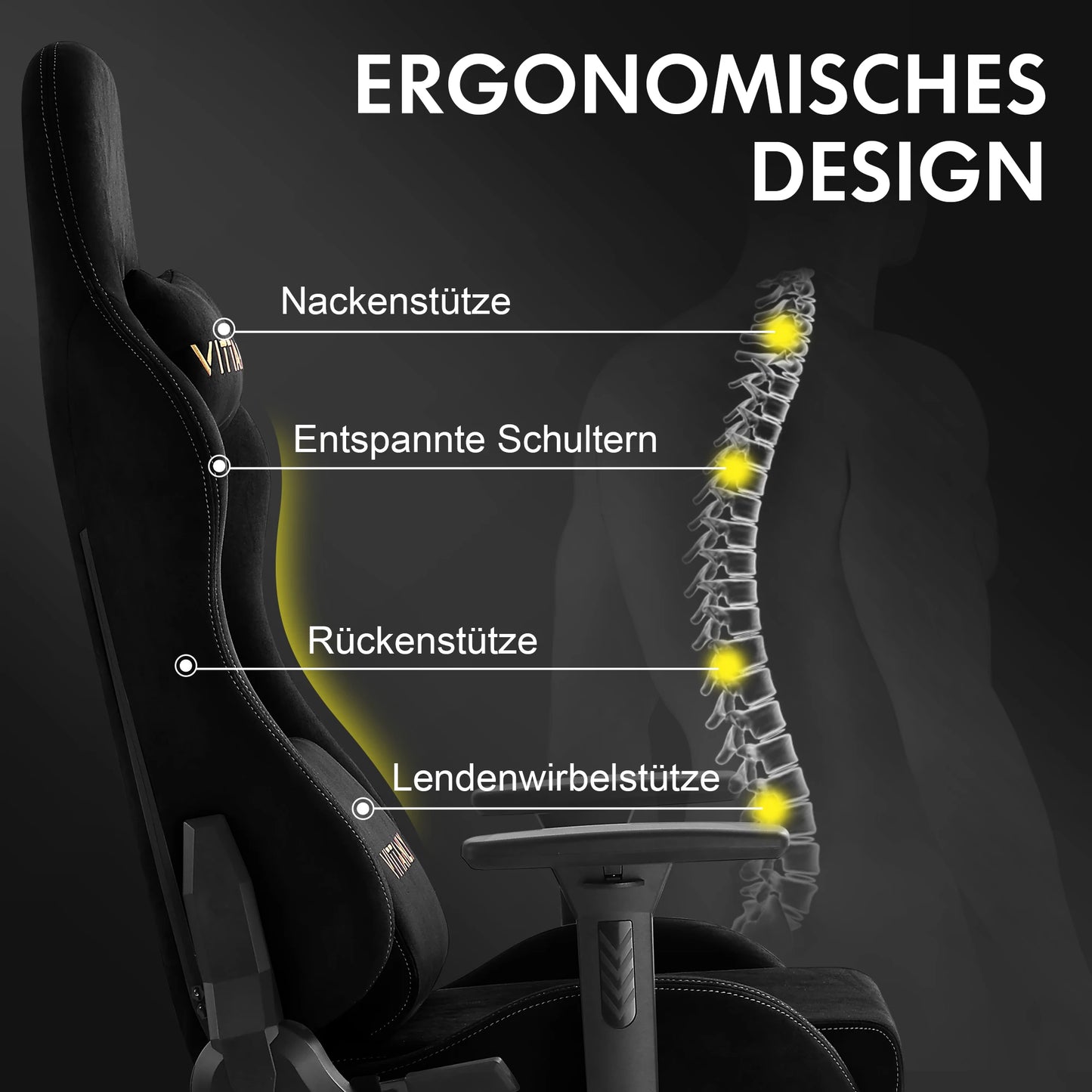 Kitinjoy High Quality Gaming Chair with Footrest, Ergonomic Adjustable Computer Chair, Comfortable Office Chair with Footrest Support for Gaming & Work