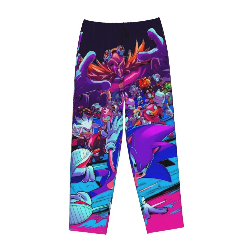 Custom Women Soniced Pajama Pants Printed Hedgehog Game Sleep Sleepwear Bottoms with Pockets