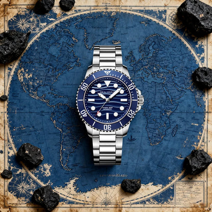 Seagull Ocean Series Automatic Man Mechanical Wristwatches Wave Dial Calendar 200m Waterproof Luminous Diving Watch reloj  6203