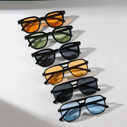 6-Piece Set Fashionable Unisex Sunglasses Square Retro Polygons Women's Black Vintage Stylish Men's And Women's Sunglasses