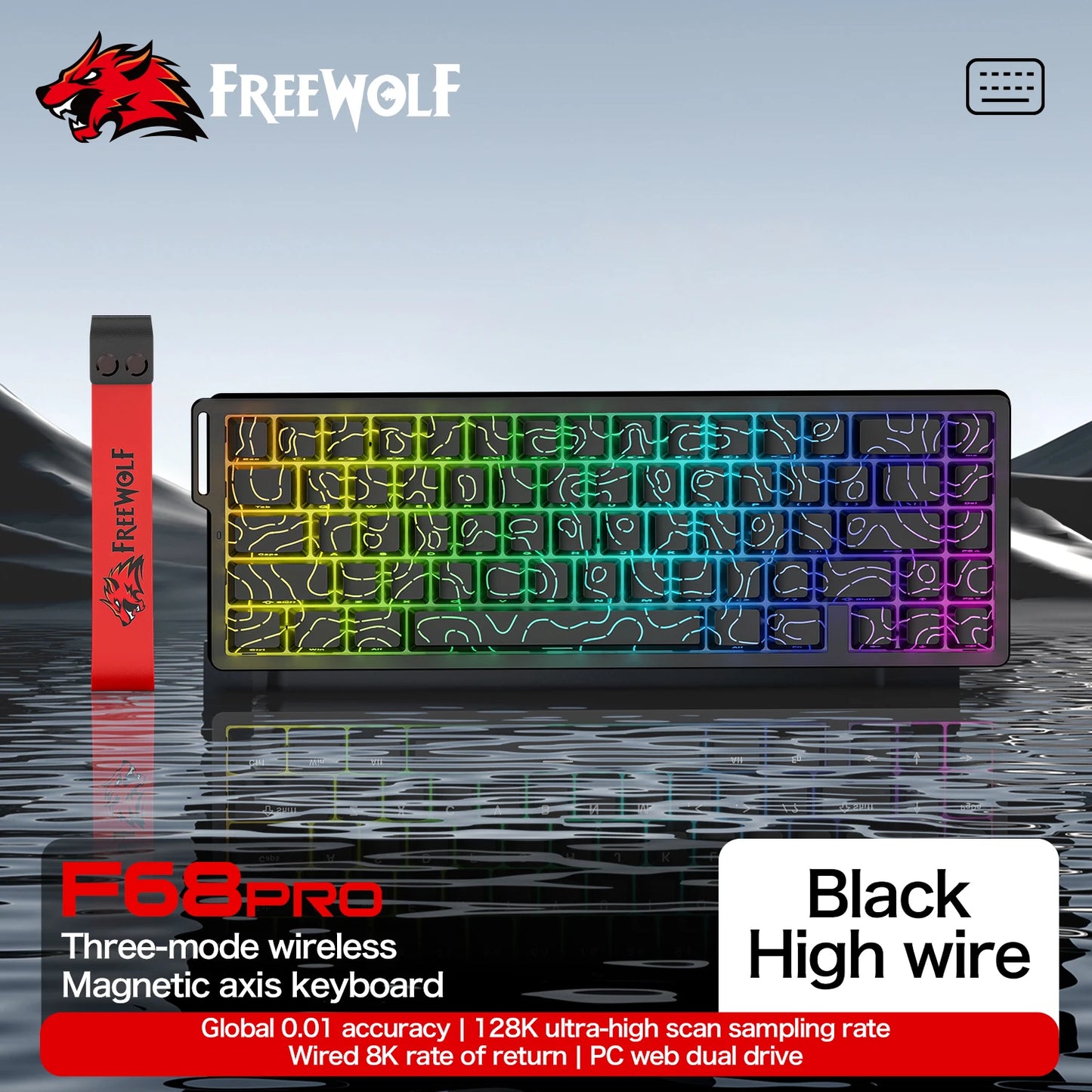 Magnetic Switch Keyboard ATTACK SHARK X68HE X68PRO HE and FREEWOLF F68 Wired F68Pro Wireless for Pro Gaming 0.01mm Rapid Trigger