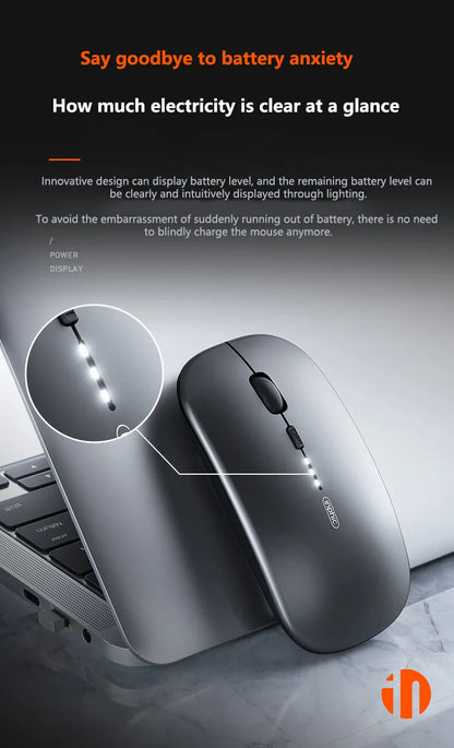 Ratón inalámbrico silencioso de oficina Inphic M1P ultrafino portátil con interfaz USB, indicador de batería y carga TYPE-C