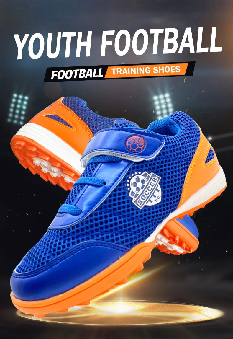 Zapatillas de fútbol infantiles para niño y niña, cierre de velcro, botas de fútbol sin tacos, calzado para principiantes de lacrosse, críquet y béisbol