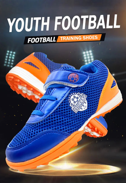 Zapatillas de fútbol infantiles para niño y niña, cierre de velcro, botas de fútbol sin tacos, calzado para principiantes de lacrosse, críquet y béisbol