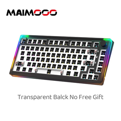 MAIMOOO KX75 75% Keyboard Kit Hotswap Transparent Full RGB Backlit 2.4GHz/Bluetooth Macro Custom DIY Mechanical Keyboard