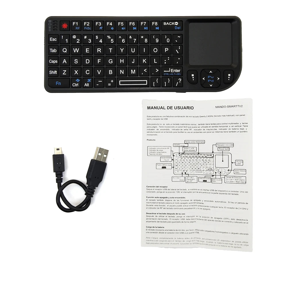 A8 Mini Wireless Keyboard 2.4G 7 Color Backlit 3 in 1 Handheld Keyboard with Touchpad Air Mouse for Android TV Box PC Tablet