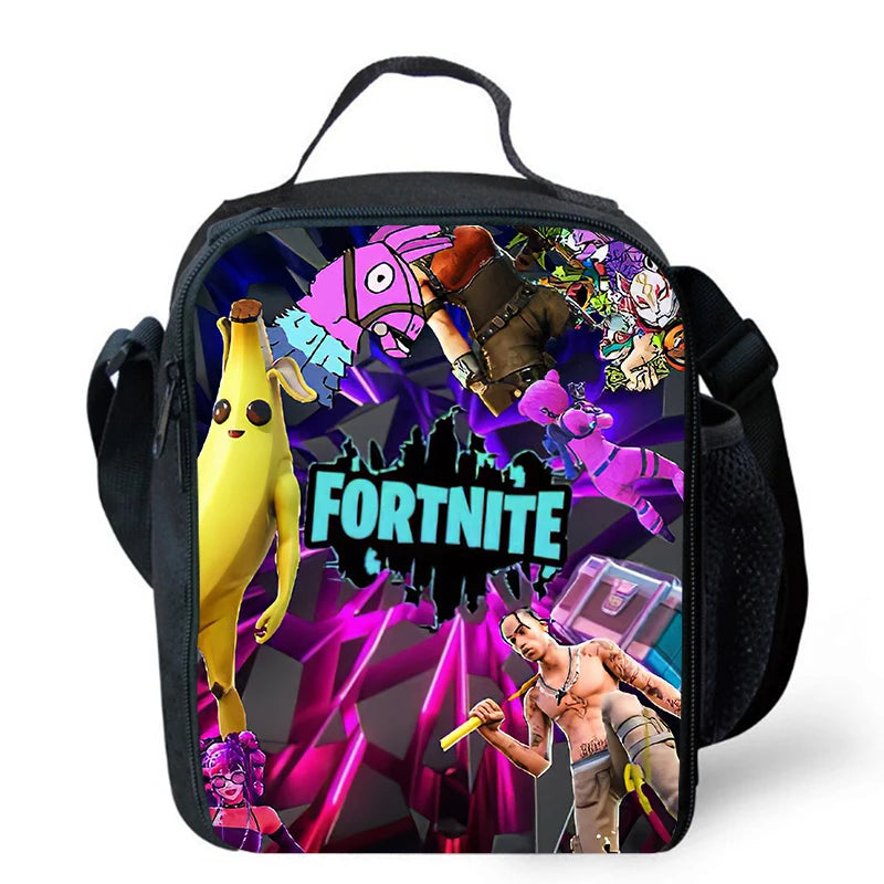 Cute Cartoon Lunch Bag Insulated Thermal Food Container Leakproof Reusable Fortnite Lunch Cooler Bag for Kids Students