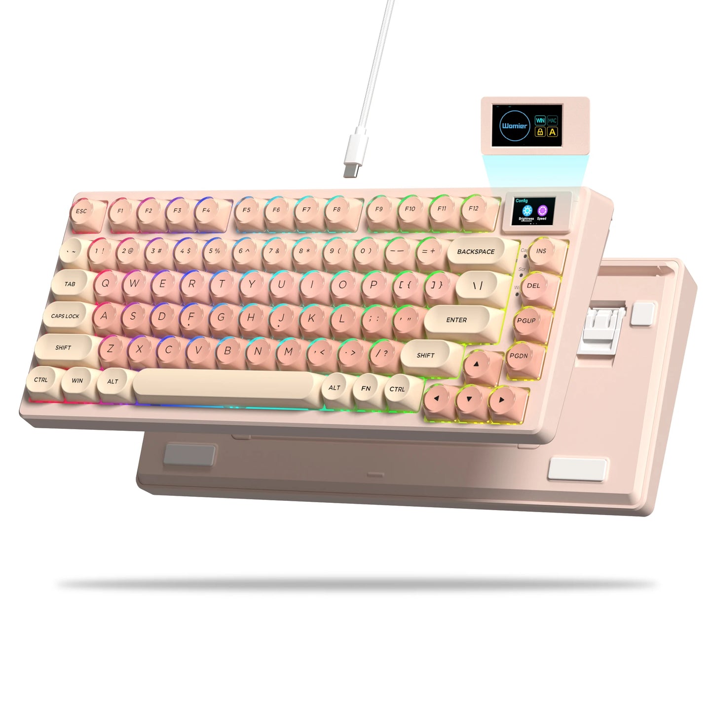 Womier S-K80 Keyboard Liquid 75% Hot Swap Keyboard with Color OLED Display Mechanical Gaming Keyboard Gasket Mount RGB for Windo