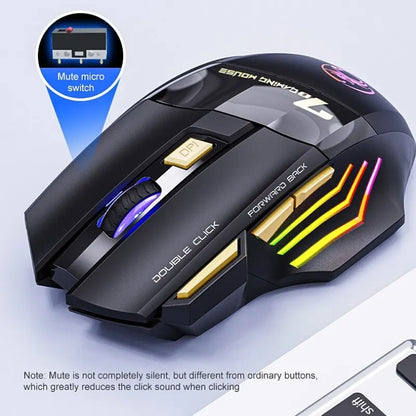 Mouse gaming wireless USB IMICE GW-X7 3200DPI dual mode ricaricabile, 7 tasti, 2.4Ghz, silenzioso, Bluetooth, LED breathing a 7 colori