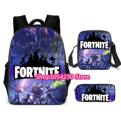 Mochila Fortnited de 3 piezas para niños Victory Game, 16 pulgadas, resistente al agua, mochila preescolar moderna, mochilas escolares para primaria