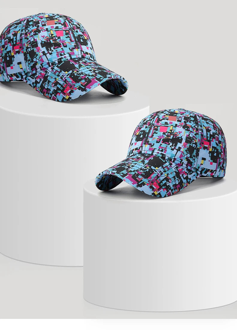 Sommer-Baseballkappe mit Graffiti-Motiv und Leuchtelementen, Unisex, Outdoor-Sonnenschutz, modische Sportkappe, lässige Duckbill-Kappe