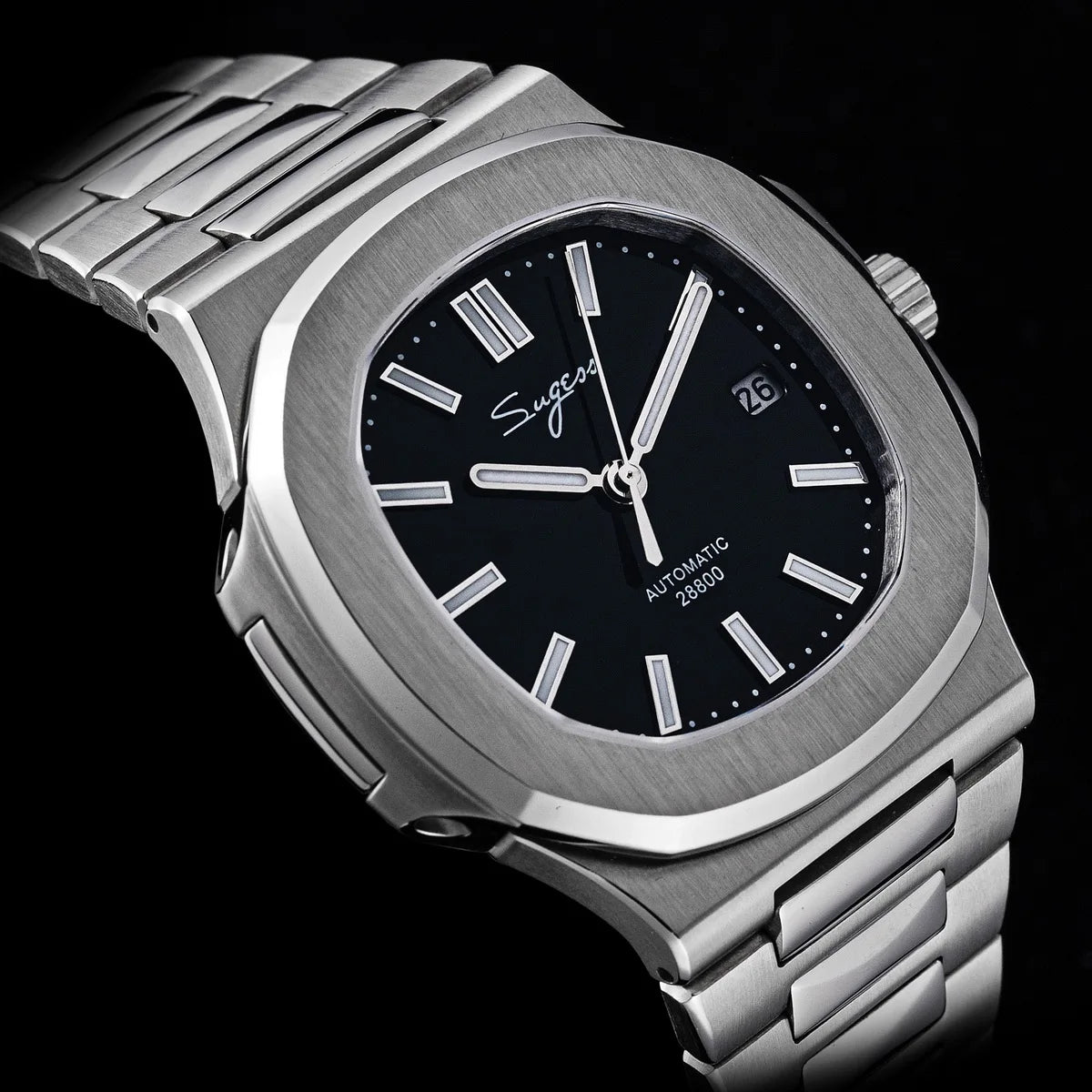 Sugess Man Watch Automatic Mechanical Wristwatches Miyota 9015 Movement MOP Dial Luminous Waterproof 5bar Bracelet Luxury S466