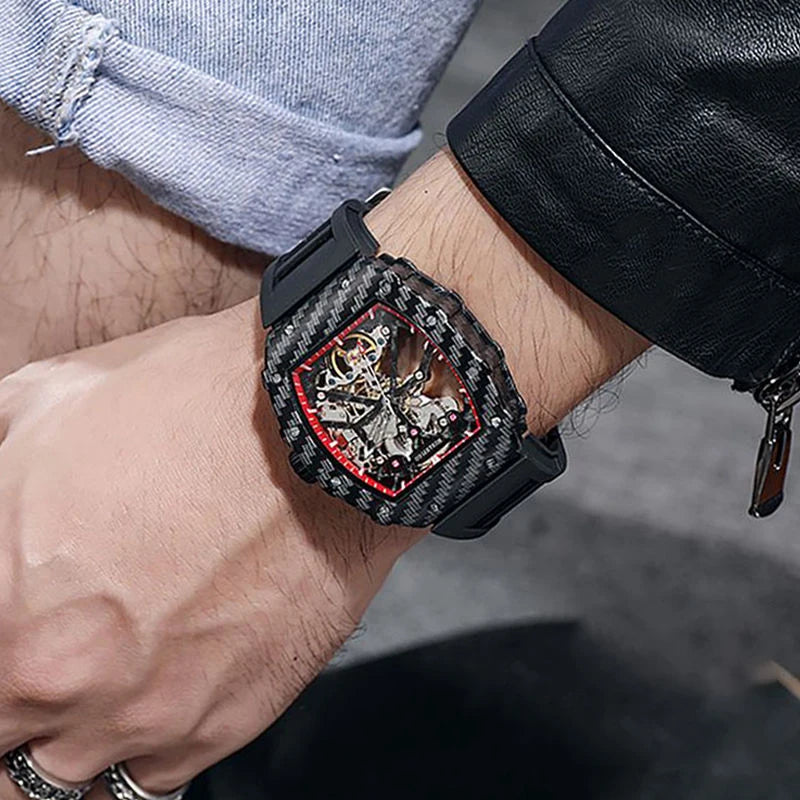 Fully automatic skeleton mechanical watch, fashionable personality, luxury hot men's watch, casual business watch