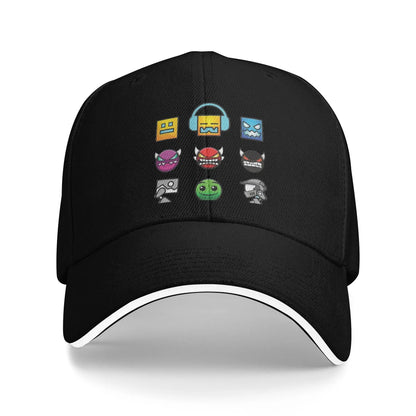 Geometry Gaming Cube Dash Baseballové čepice Hip Hop Extreme Demon Sandwich Cap Unisexový styl Nastavitelná čepice typu „dad hat“ Běh Golf
