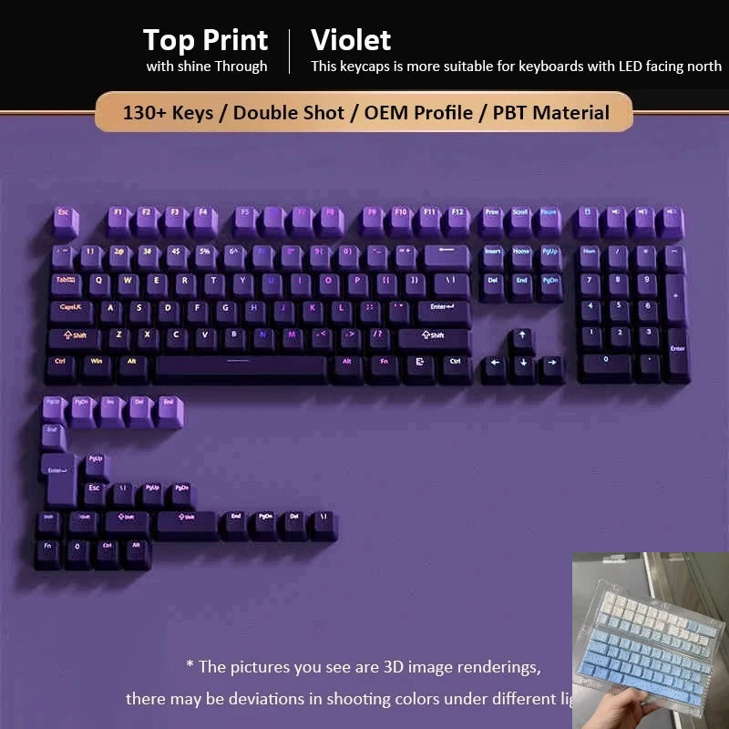133+ tasti OEM Profile Gradient Keycaps per tastiera meccanica da gaming con switch Cherry MX, PBT retroilluminati RGB, layout ISO, keycap