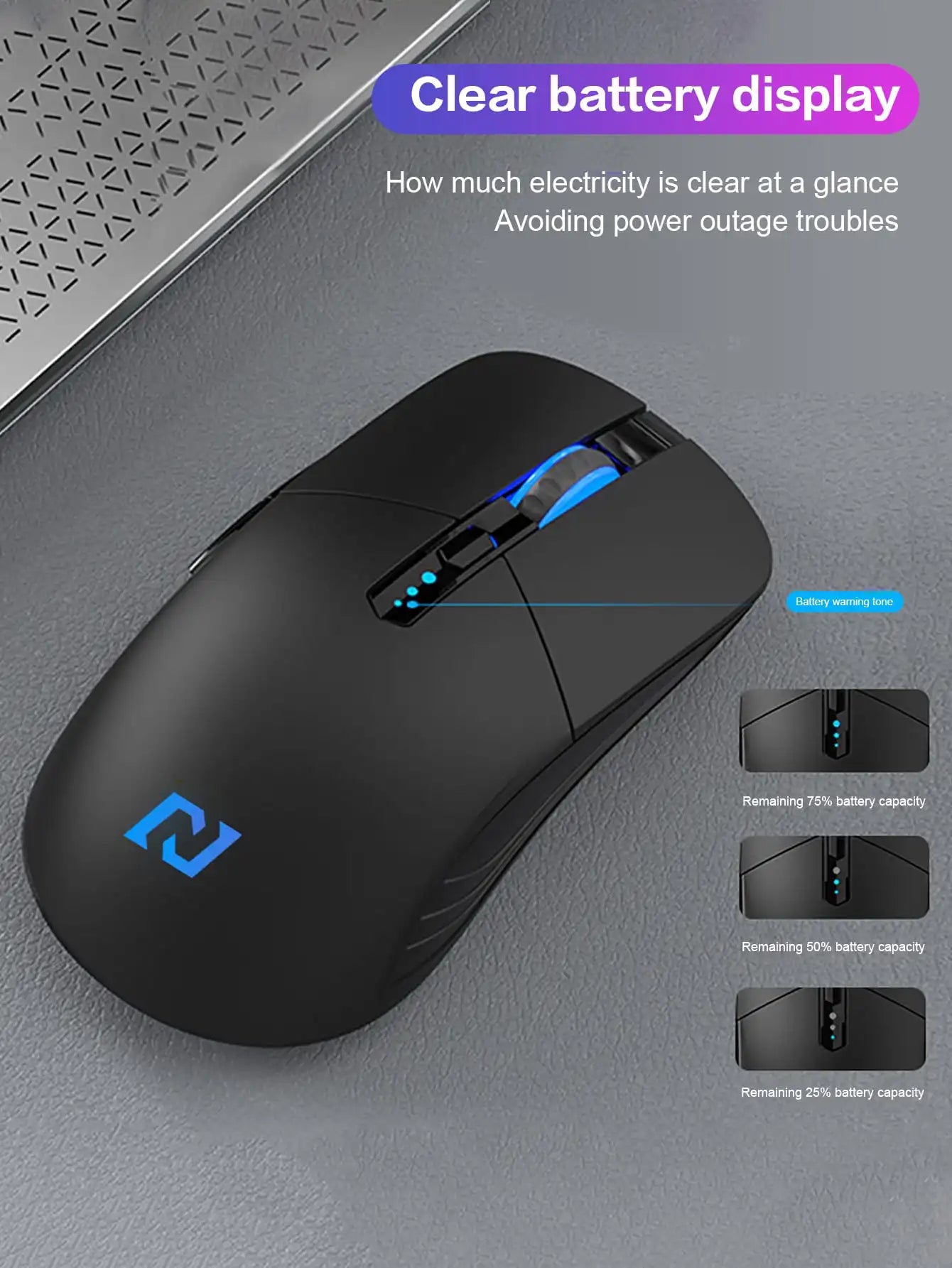 Wireless Mouse, 6 Keys, Silent Office Wireless Mouse, E-Sports Games Non-Slip Wireless Mouse