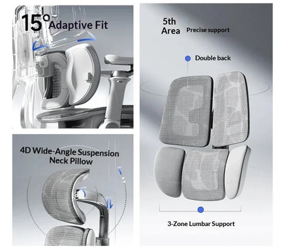Sedia da ufficio in rete ergonomica executive per computer e gaming, arredo moderno girevole con ruote e regolabile, sedia gaming ergonomica