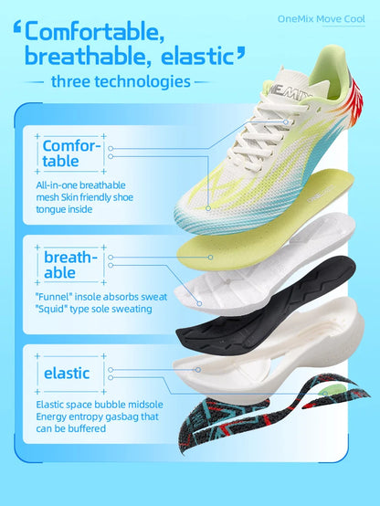 ONEMIX 2025 Sapatilhas de Corrida Desportivas para Homem e Mulher com Placa de Carbono, Respiráveis, Amortecimento, Antiderrapantes, PB, Leves e com Retorno de Energia