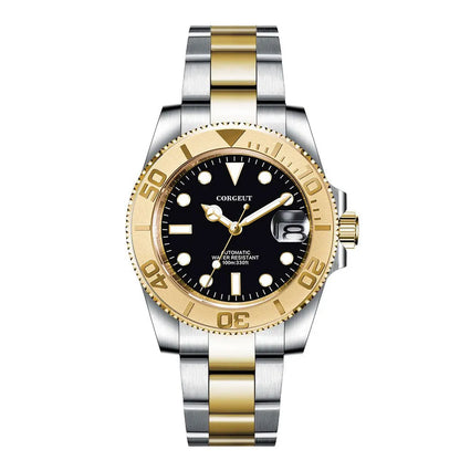 Custom logo NH35 MIYOTA 8215 Automatic Men Watch Luxury Diver Two Tone Gold 316L Stainless Steel Sapphire 10ATM Sterile  Sunburs