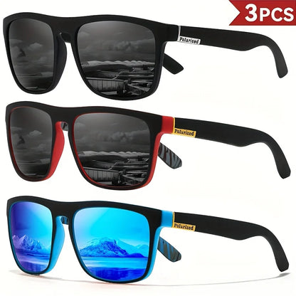 1-4PCS Men Classical Square Polarized Sports Sunglasses Lightweight PC Frame UV400 for Driving Fishing Cycling Unisex Durability