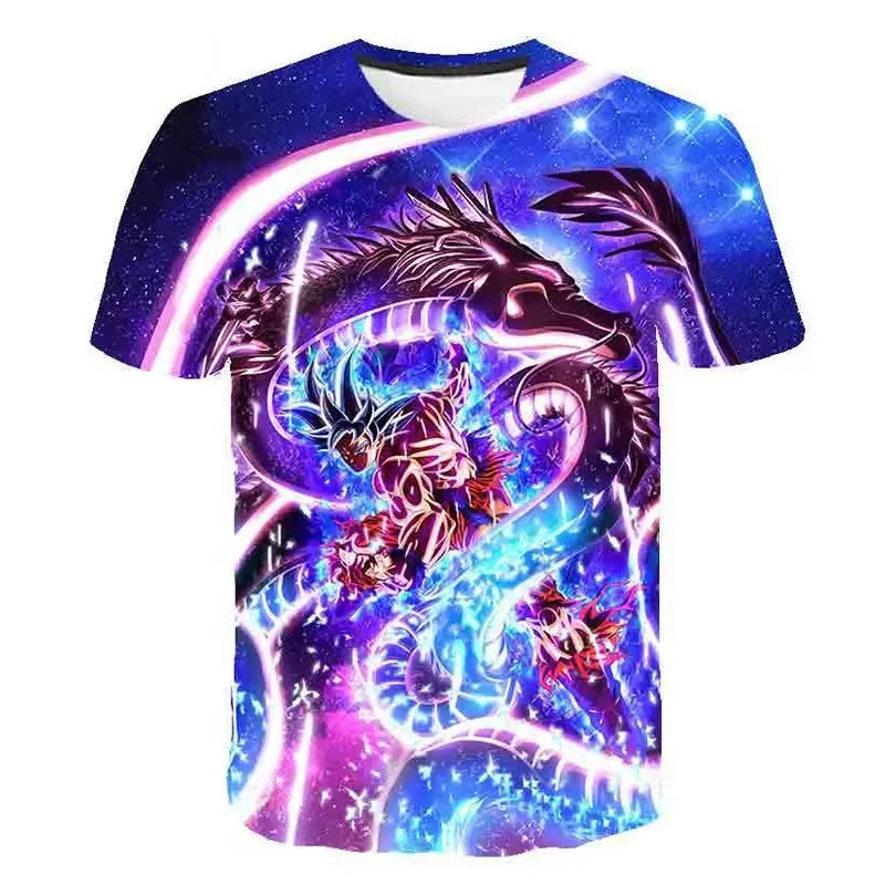 2024 New Fashion Dragon Ball 3D T-shirt Summer Short Sleeve O-Neck Goku Vegeta Men's Casual Shirt Boys'