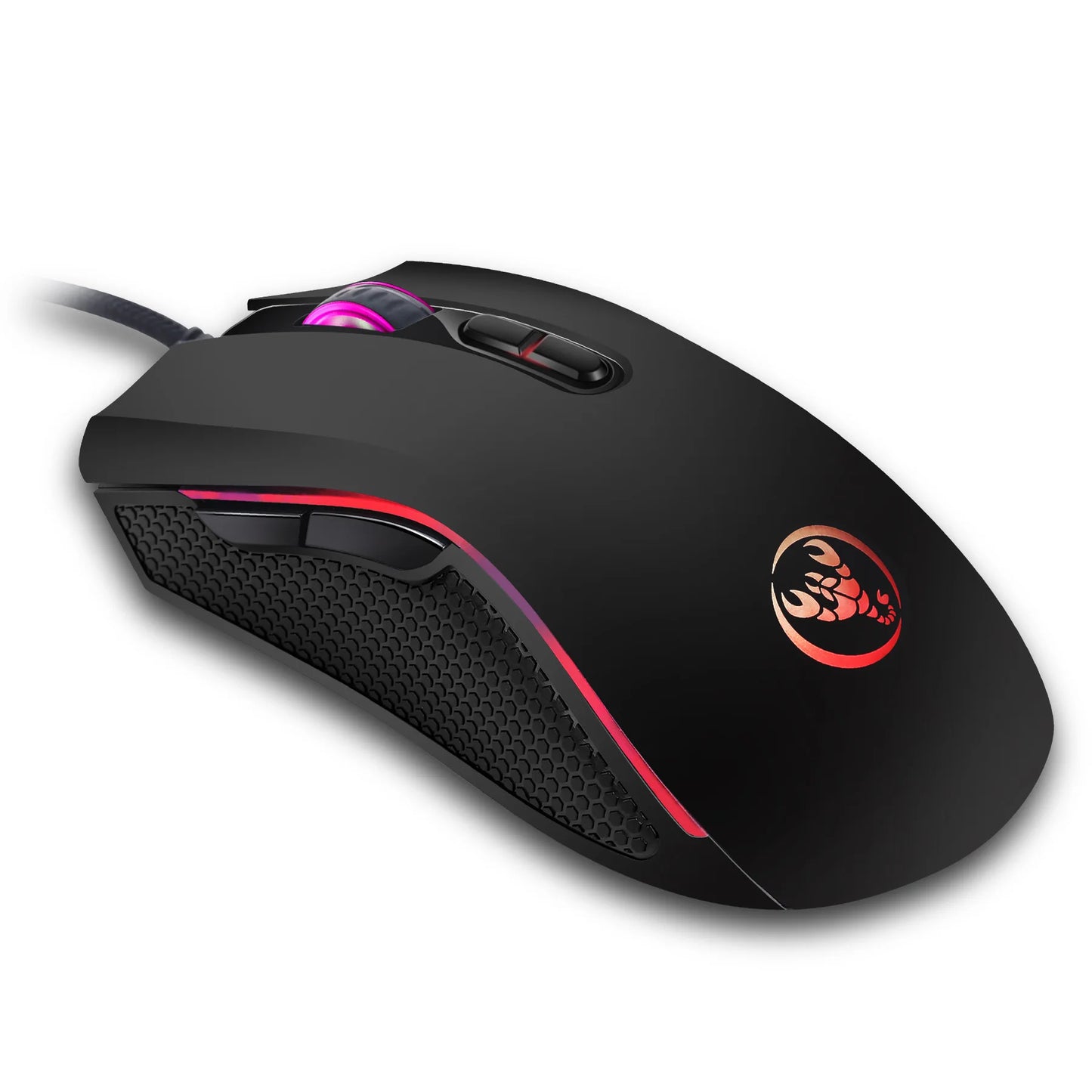 Ratón gaming óptico profesional de alta gama con retroiluminación LED en 7 colores brillantes y diseño ergonómico de 3200 DPI para jugadores de LOL y CS