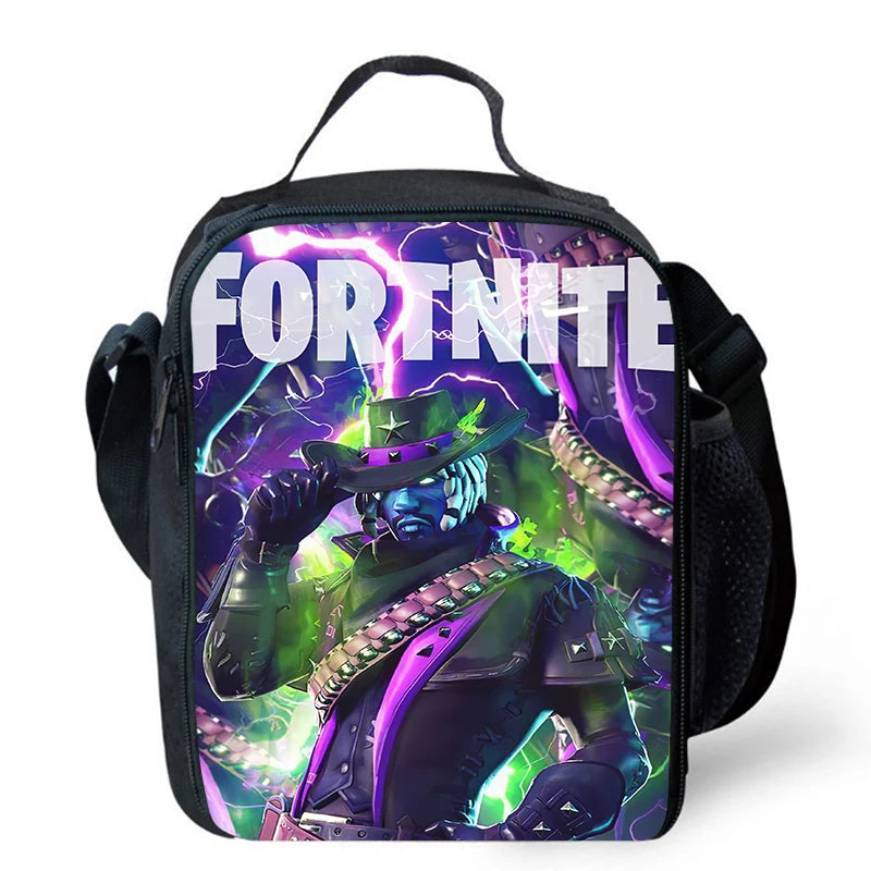 Cute Cartoon Lunch Bag Insulated Thermal Food Container Leakproof Reusable Fortnite Lunch Cooler Bag for Kids Students