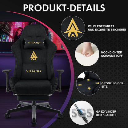 Kitinjoy High Quality Gaming Chair with Footrest, Ergonomic Adjustable Computer Chair, Comfortable Office Chair with Footrest Support for Gaming & Work