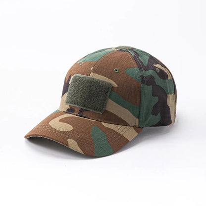 Spring Camo Baseball Cap - Tactical Military Snapback with Hook & Loop Patch Unisex Breathable Sun Hat Outdoor UV Protection