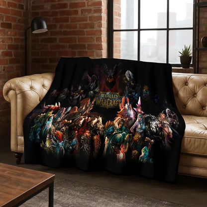WOW World of Warcraft Arthas Demon Illidan Sylvanas flanellen deken, comfortabele zachte plaid voor thuis, slaapkamer, bed, bankovertrek of cadeau