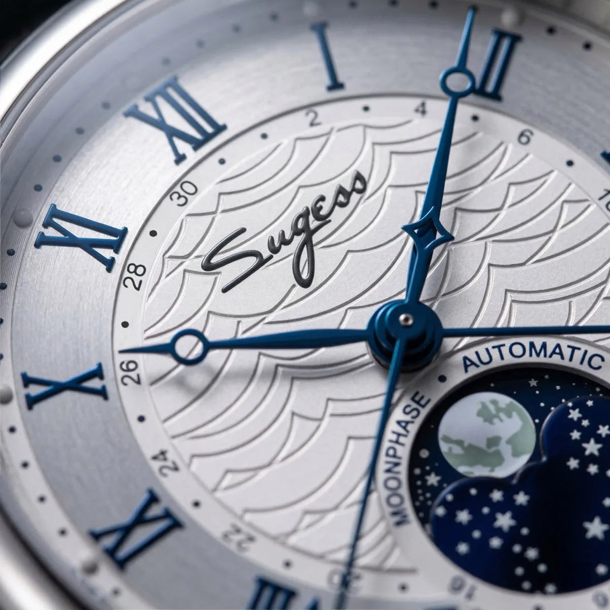Sugess Moonphase Automatic Mechanical Men's Watch Wristwatches Original Movement ST2108 Waterproof Clock Sapphire Special Date
