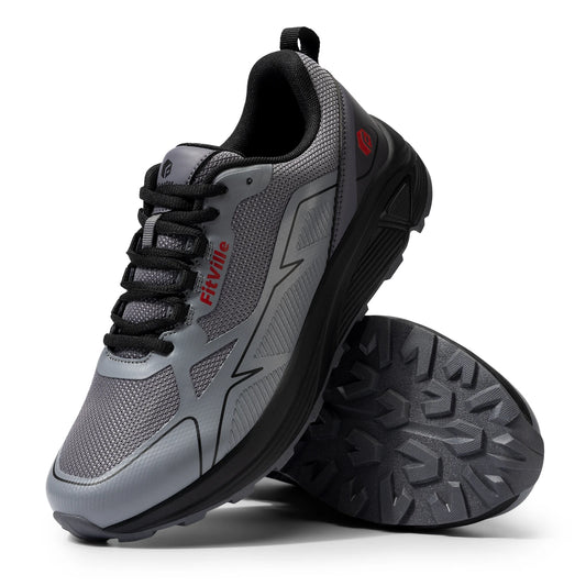 FitVille Non-Slip Trail Running Shoes Men's Sneakers Extra Wide Lightweight for Male Swollen Feet Arch Support Pain Relief
