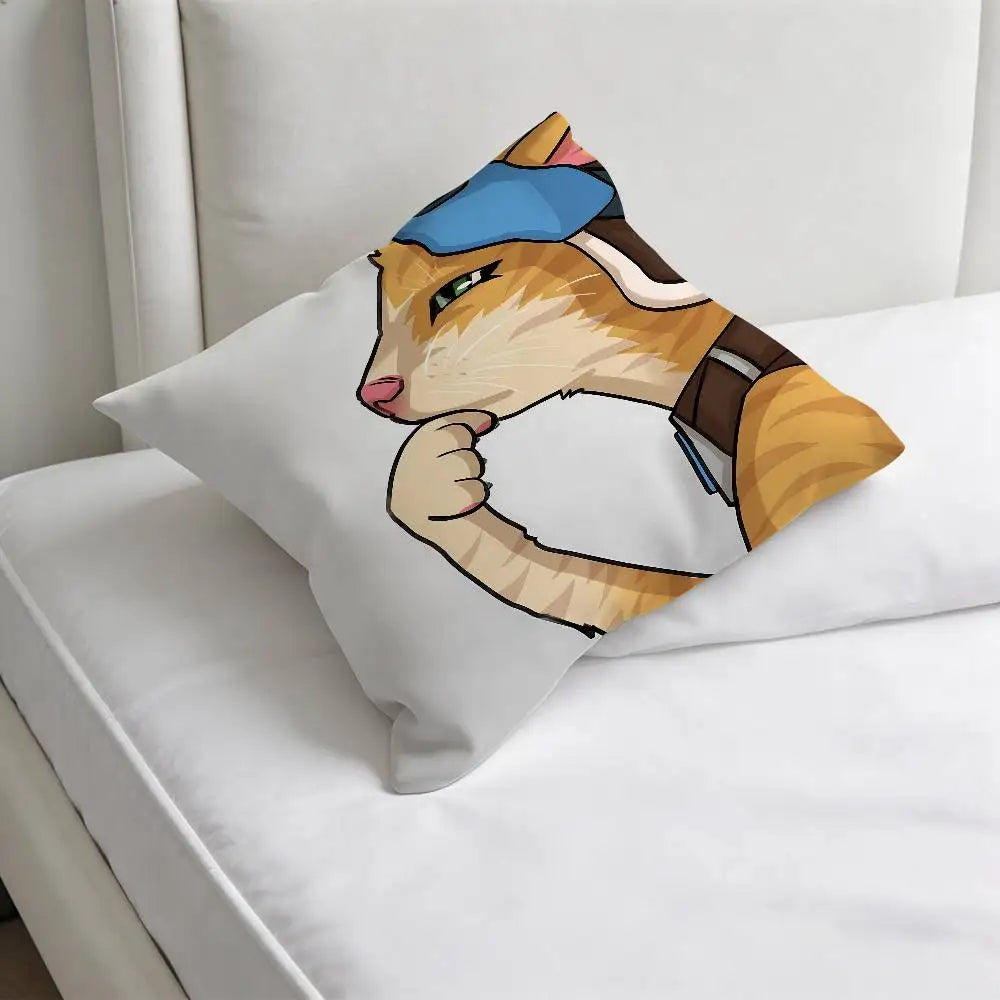 Capa de Almofada Quadrada Jetpack Cat O-Overwatch Gaming, Macia e Decorativa, para Sofá e Cama em Casa