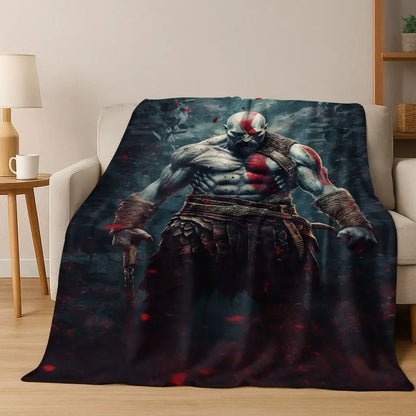 3A Classics God of War Kratos Game Gamer Flannel Blanket,Warm and Cozy Soft Throw Blanket for Home Bedroom Bed Sofa Kid Gift