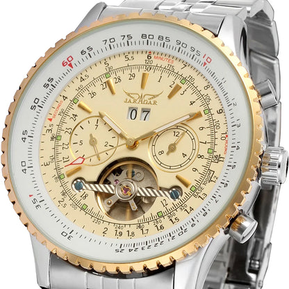 Jaragar 50MM Automatic Mechanical Watch for Men,Multifunctional,Date Month Week Display,3ATM Waterproof,Business Casual Style