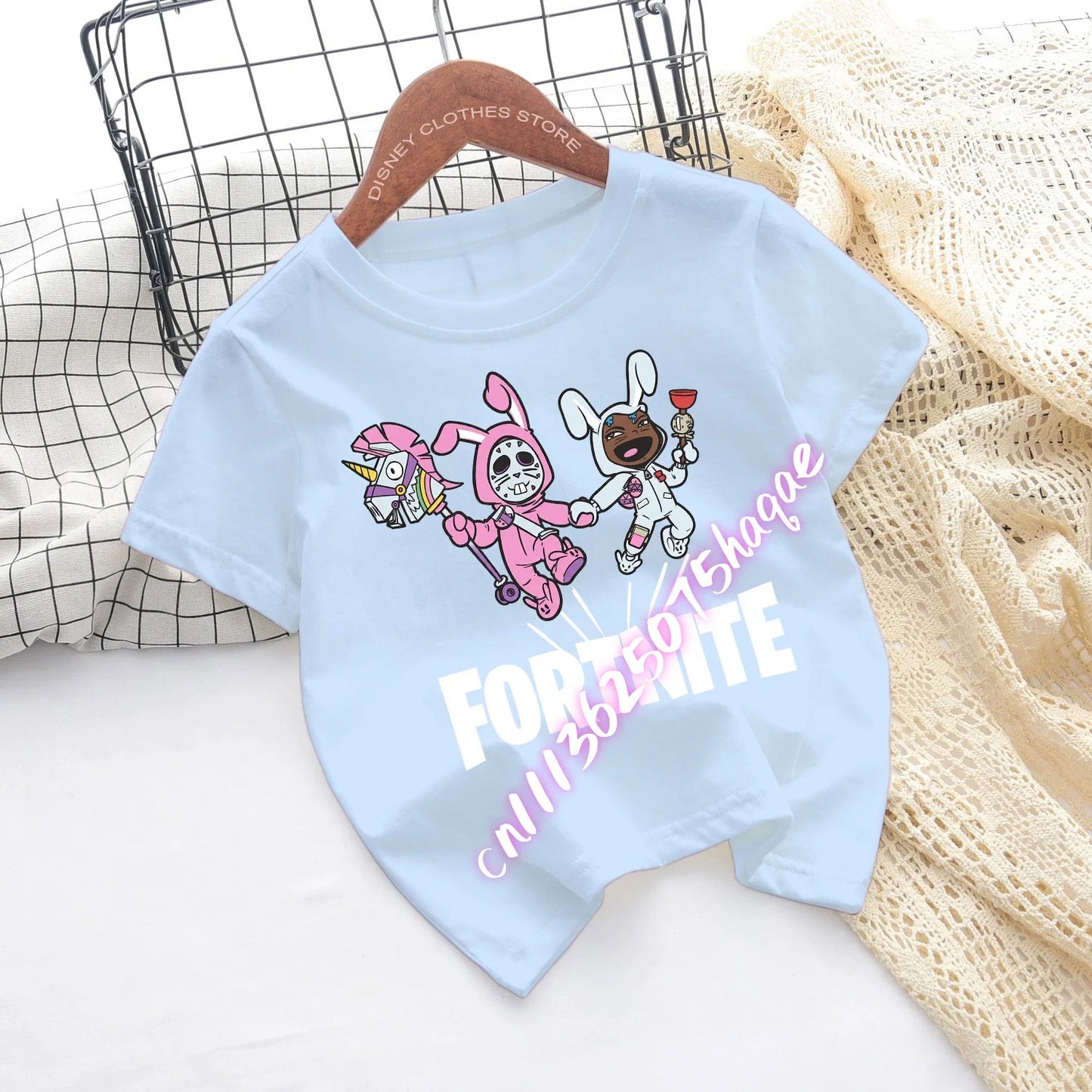 T-shirts de Criança Fortnite com Estampado de Figuras Cartoon do Jogo Fortress Night, Tops de Manga Curta para Verão, Roupa para Rapazes e Raparigas