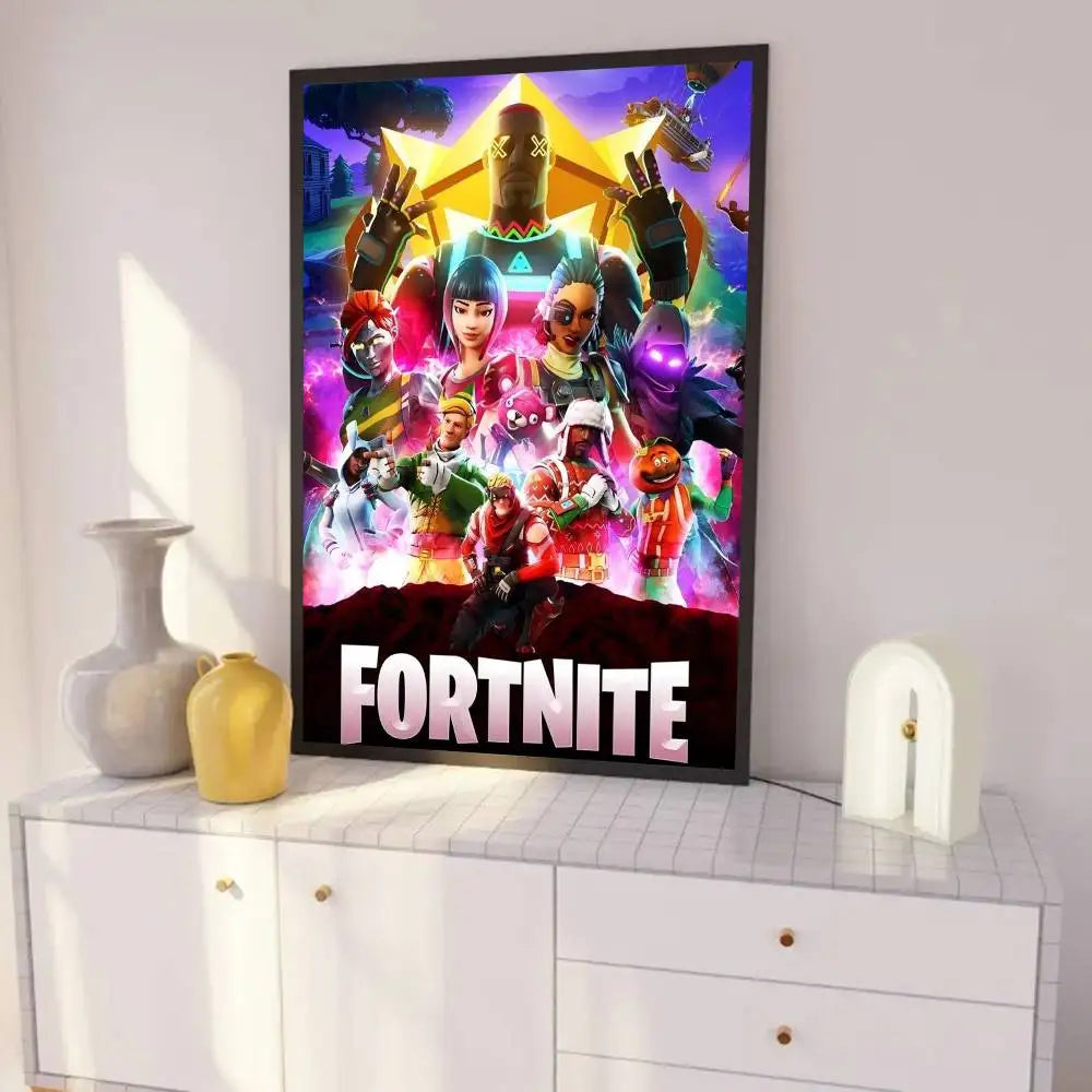 Game F-F-Fortnite Posters Self-Adhesive Waterproof Ideal For Living Room Bedroom Bar Decoration